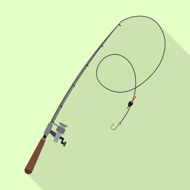 Balık ve balık tutma simge vektör Illustration. Balık ve ekipman hisse senedi vektör çizim seti.