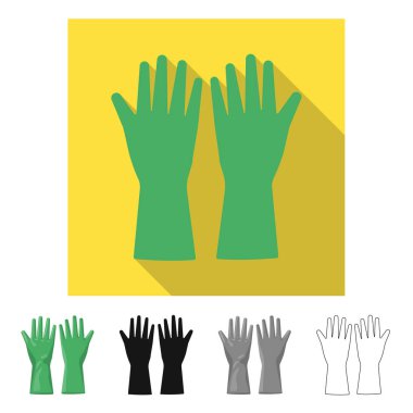 Eldiven ve kış simge vektör tasarımı. Hisse senedi için eldiven ve ekipman vektör simge kümesi.