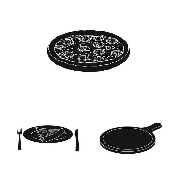Изолированный объект пиццы и логотип продуктов питания. Коллекция пиццы и векторной иконы Италии на складе . — стоковый вектор