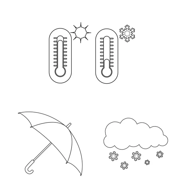 Illustrazione vettoriale del clima e del segno climatico. Set di icone meteo e vettoriali cloud per stock . — Vettoriale Stock