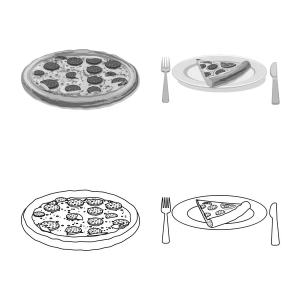 Objeto aislado de pizza y signo de comida. Conjunto de pizza y italia símbolo de stock para web . — Vector de stock