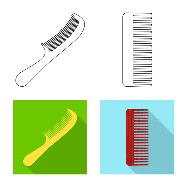 Isolated object of brush and hair icon. Collection of brush and hairbrush stock vector illustration. — Stock Vector