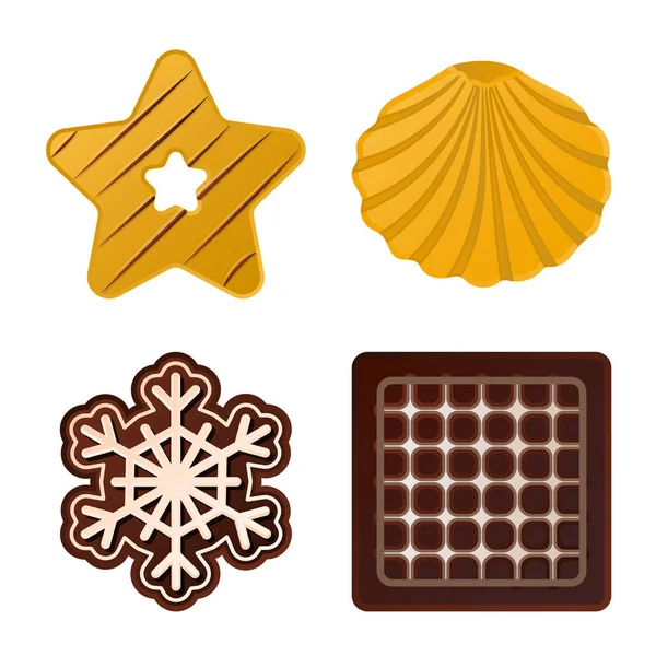 Objet isolé de biscuit et cuire le logo. Collection de biscuits et icône vectorielle chocolat pour stock . — Image vectorielle