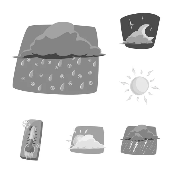 Vektordesign von Wetter- und Klimazeichen. Wetter- und Wolkenaktiensymbol für das Web. — Stockvektor