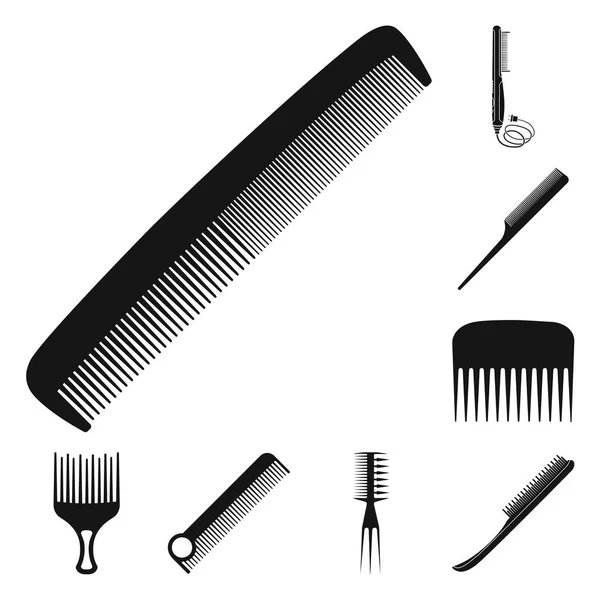 Diseño vectorial del cepillo y el icono del cabello. Conjunto de cepillo y cepillo para web . — Vector de stock
