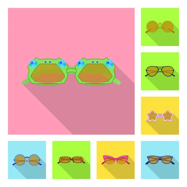 Elkülönített objektum szemüveg és napszemüveg logó. Gyűjteménye szemüveg és tartozék készlet vektoros illusztráció. — Stock Vector