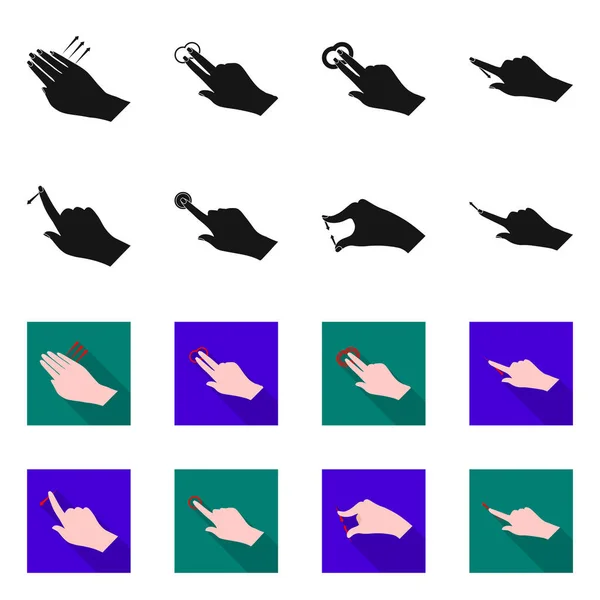 Ilustración vectorial de pantalla táctil y signo de mano. Colección de pantalla táctil y símbolo de stock táctil para web . — Vector de stock