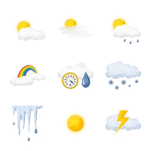 Isolerade objekt av väder och klimat-logotypen. Uppsättning av väder och moln lager vektorillustration. — Stock vektor