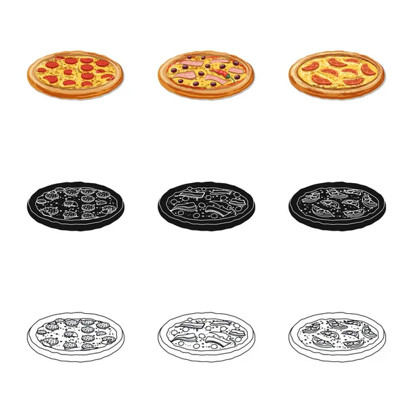 Projeto vetorial de pizza e símbolo de comida. Coleção de pizza e itália símbolo de estoque para web . — Vetor de Stock