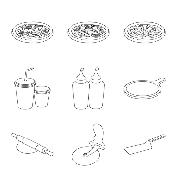 Isolierte Objekt der Pizza und Lebensmittel-Logo. Set von Pizza und italienischem Aktienvektor Illustration. — Stockvektor