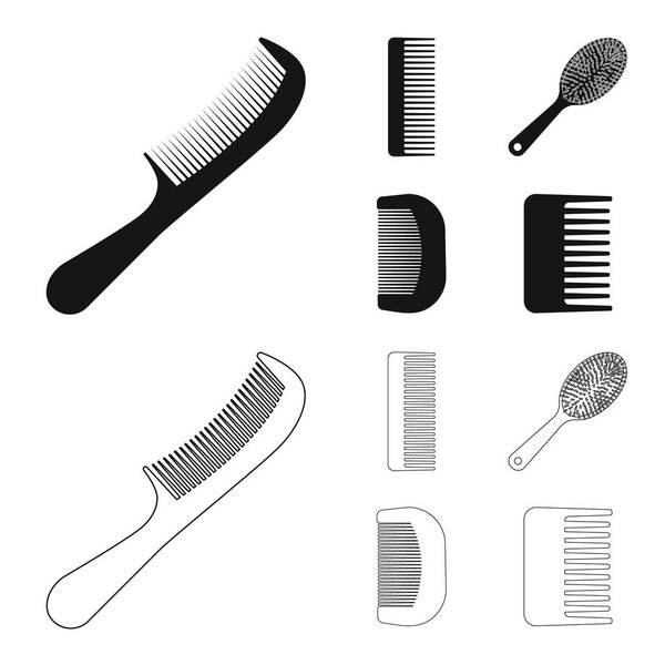 Isolated object of brush and hair sign. Collection of brush and hairbrush stock vector illustration.