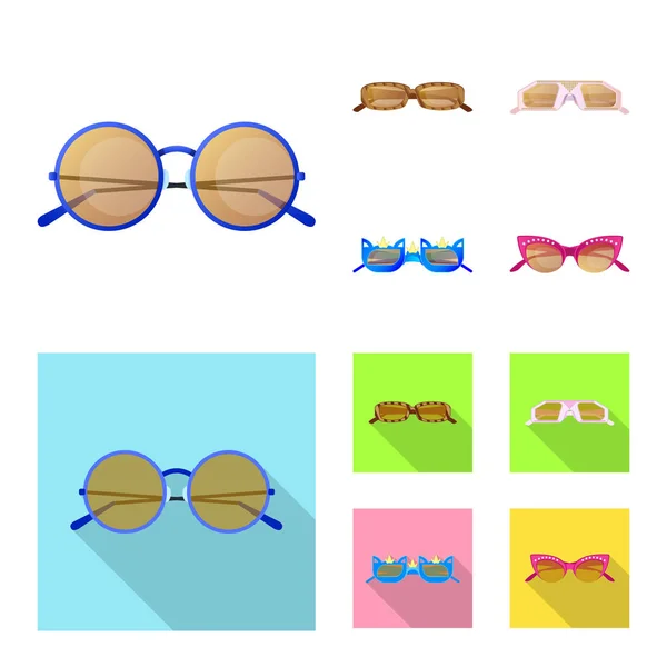 Απομονωμένο αντικείμενο του συμβόλου γυαλιά και γυαλιά ηλίου. Σετ ποτήρια και αξεσουάρ stock διανυσματικά εικονογράφηση. — Διανυσματικό Αρχείο