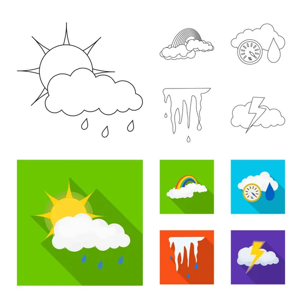 Illustrazione Vettoriale Del Clima Del Simbolo Climatico Raccolta Meteo Cloud — Vettoriale Stock