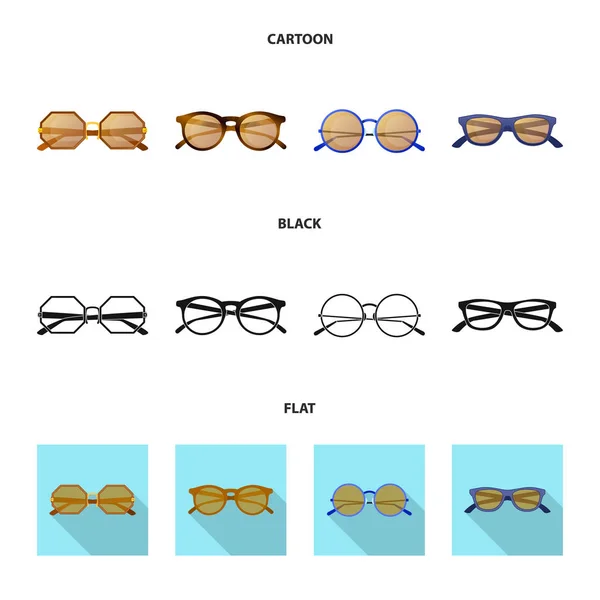 Illustrazione vettoriale di occhiali da sole e logo. Collezione di occhiali e accessori stock symbol per web . — Vettoriale Stock
