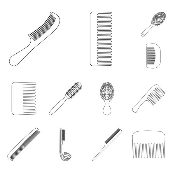 Isolated object of brush and hair logo. Set of brush and hairbrush stock symbol for web.