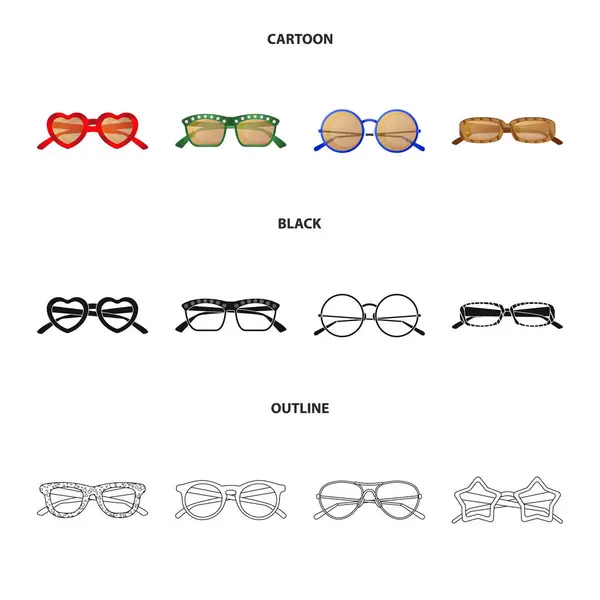 Vektor-Illustration von Brille und Sonnenbrille Zeichen. Sammlung von Brillen und Zubehör Vektor-Symbol für Lager. — Stockvektor