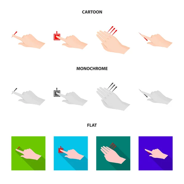 Vektor-Illustration von Touchscreen und Hand-Symbol. Set aus Touchscreen und Touchstock-Symbol für Web. — Stockvektor