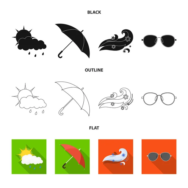 Vektor-Design von Wetter und Klima-Logo. Sammlung von Wetter- und Wolkenvektorillustrationen. — Stockvektor