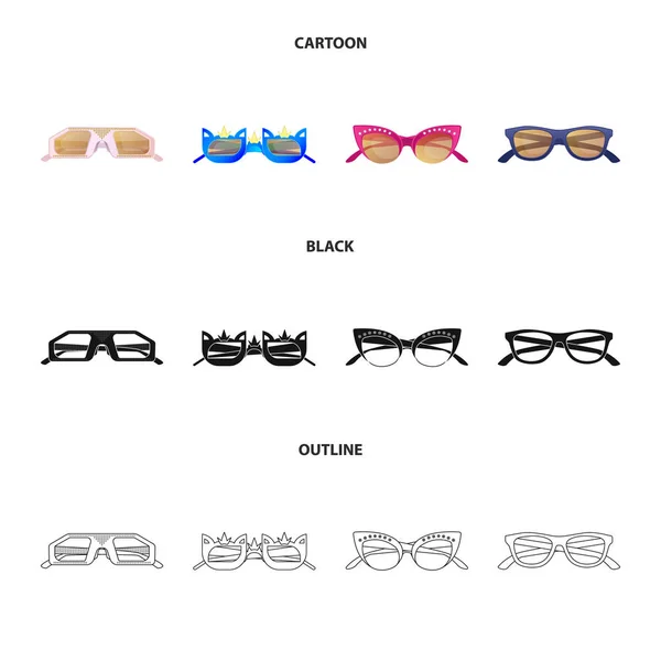 안경 및 선글라스 상징의 벡터 디자인입니다. 안경 액세서리 재고 벡터 일러스트 레이 션의 컬렉션. — 스톡 벡터