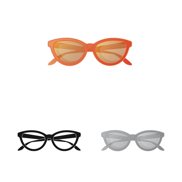 Objeto isolado de óculos e logotipo de óculos de sol. Conjunto de óculos e símbolo de estoque acessório para web . — Vetor de Stock