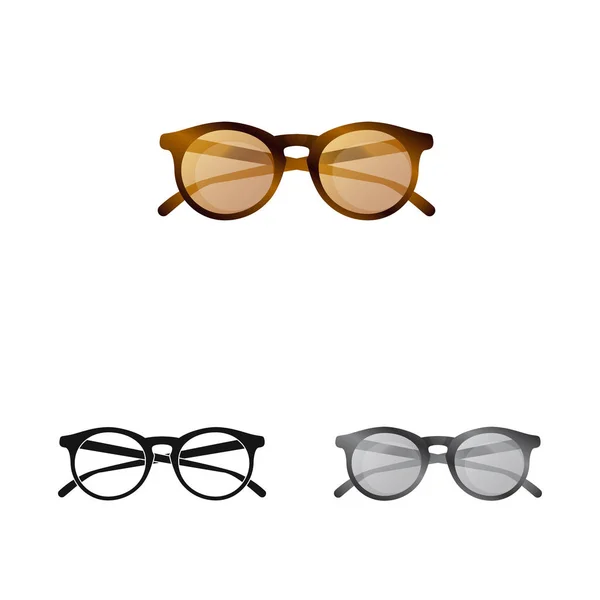 Isolerade objekt av glasögon och solglasögon tecken. Insamling av glasögon och tillbehör lager vektorillustration. — Stock vektor