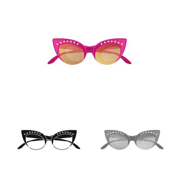 Isolierte Gegenstand der Brille und Sonnenbrille Zeichen. Brillensatz und Zubehör-Vektor-Symbol für Aktien. — Stockvektor