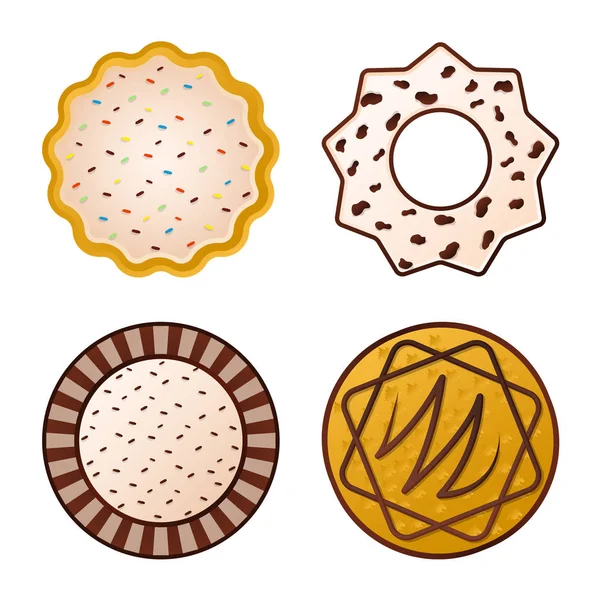 Geïsoleerde object van koekjes en bak teken. Set van biscuit en chocolade vector pictogram voor voorraad. — Stockvector