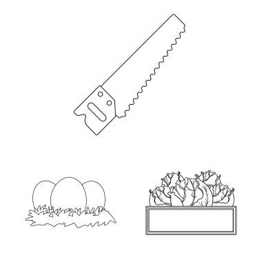 Çiftlik ve tarım simge vektör Illustration. Çiftlik ve bitki hisse senedi vektör çizim seti.