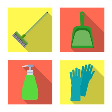Temizlik ve servis işareti vektör Illustration. Temizlik ve ev hisse senedi simgesi web için kümesi.