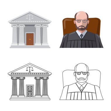 Hukuk ve avukat logo vektör tasarımı. Hisse senedi için hukuk ve adalet vektör simge kümesi.
