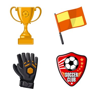 Futbol ve dişli simge vektör Illustration. Futbol ve turnuva hisse senedi vektör çizim seti.