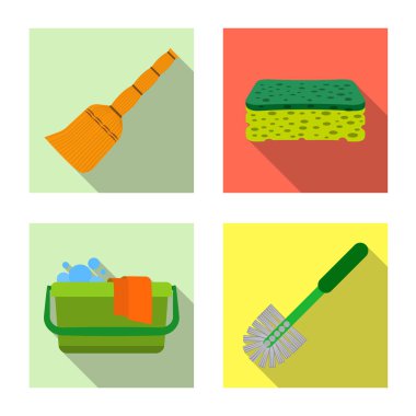 Temizlik ve servis sembolü yalıtılmış nesne. Temizlik ve ev hisse senedi vektör çizim seti.