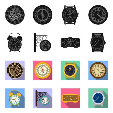 Saat ve saat simge vektör tasarımı. Saat ve daire hisse senedi vektör çizim seti.