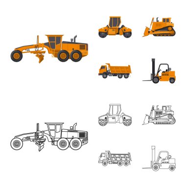 Yapı ve inşaat logo vektör tasarımı. Yapı ve makine hisse senedi simgesi için web topluluğu.