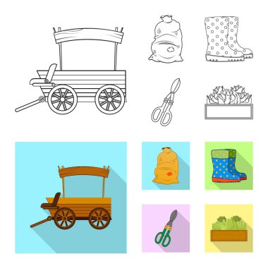 Çiftlik ve tarım simge vektör tasarımı. Çiftlik ve bitki hisse senedi vektör çizim topluluğu.