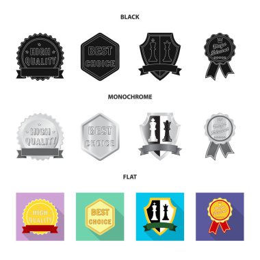 Amblem ve rozet simge vektör Illustration. Amblem ve etiket stok vektör çizim seti.