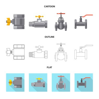 Boru ve tüp işareti yalıtılmış nesne. Boru ve boru hattı hisse senedi vektör çizim topluluğu.