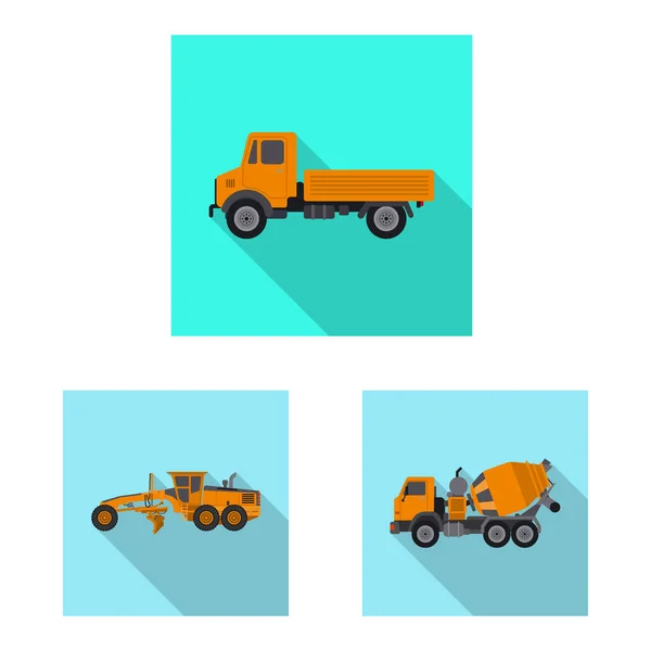 Illustrazione vettoriale del segno di costruzione e costruzione. Raccolta del simbolo di costruzione e parco macchine per il web . — Vettoriale Stock