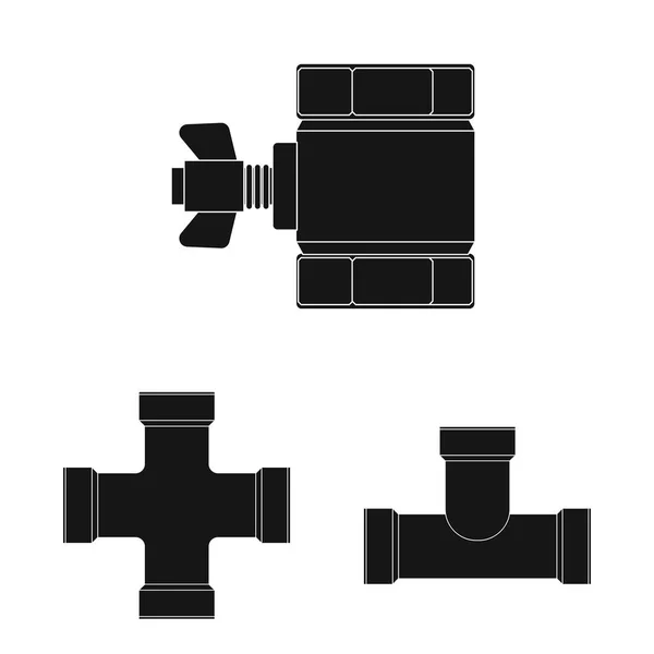 Isolé objet de tuyau et tube logo. Collecte d'illustrations vectorielles de tuyaux et de pipelines . — Image vectorielle