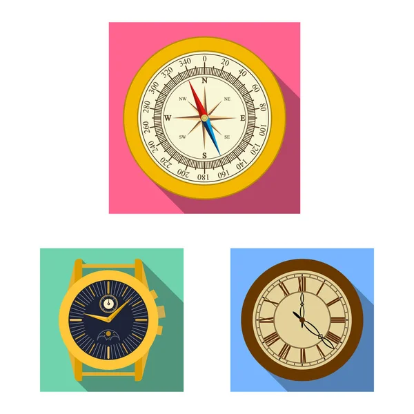 Εικονογράφηση διάνυσμα λογότυπο ρολόι και το χρόνο. Συλλογή των ρολογιών και κύκλος σύμβολο μετοχής για το web. — Διανυσματικό Αρχείο