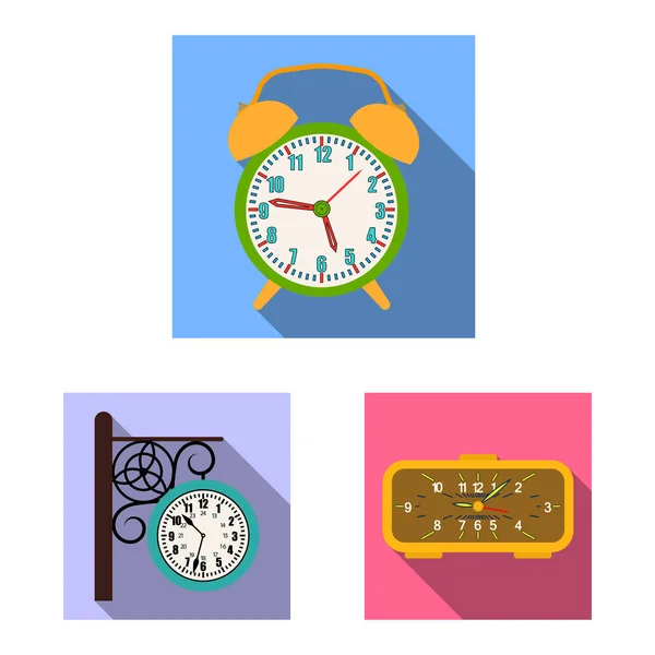 Εικονογράφηση διάνυσμα εικονίδιο ρολογιού και χρόνο. Σετ ρολόι και κύκλο εικονογράφηση διάνυσμα απόθεμα. — Διανυσματικό Αρχείο