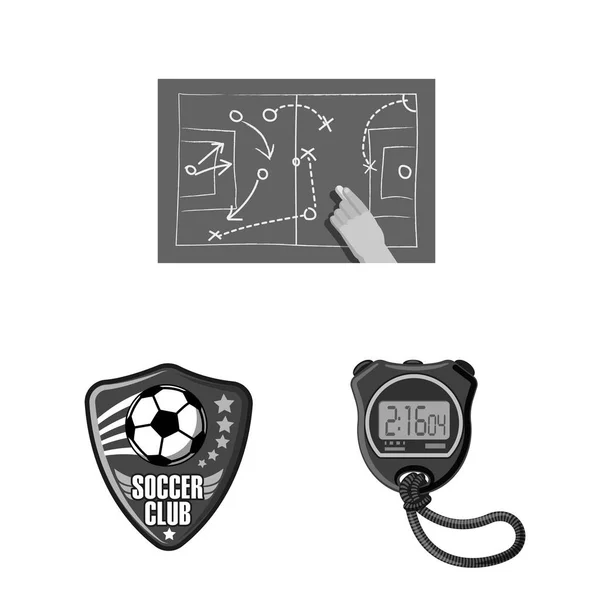 Geïsoleerde object van voetbal en versnelling logo. Set van voetbal en toernooi vector pictogram voor voorraad. — Stockvector