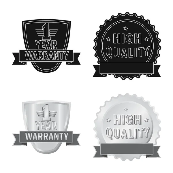 Vectorillustratie van embleem en badge logo. Set embleem en sticker aandelensymbool voor web. — Stockvector