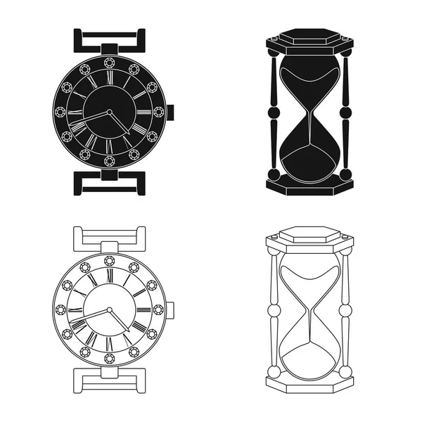 時計と時間のロゴの孤立したオブジェクト。在庫の時計とサークルのベクトル アイコン集. — ストックベクタ