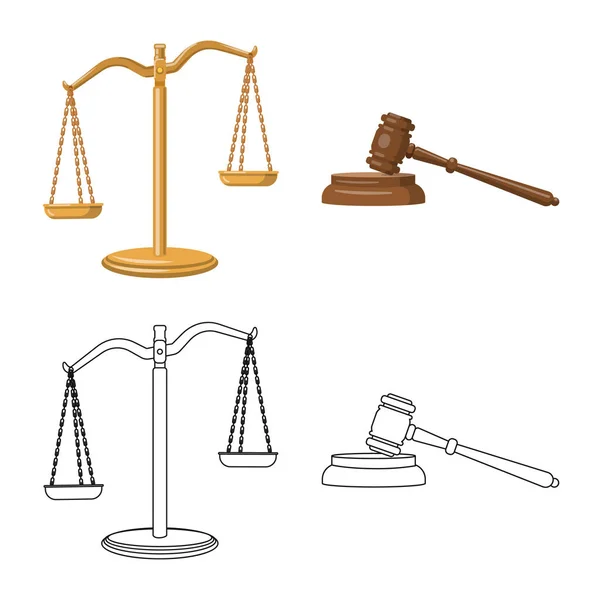 Изолированный объект права и логотип адвоката. Сборник векторных иллюстраций закона и справедливости . — стоковый вектор