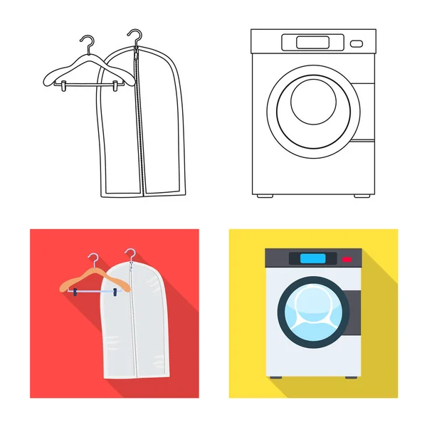 Isolerade objekt för tvätt och rena tecken. Uppsättning av tvätt- och kläder lager vektorillustration. — Stock vektor