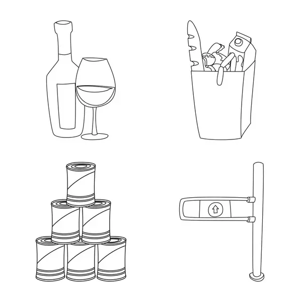 Objeto aislado del logotipo de alimentos y bebidas. Recogida de comida y almacenamiento símbolo de stock para la web . — Archivo Imágenes Vectoriales