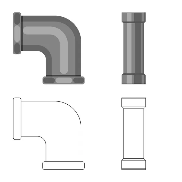 Objeto isolado de ícone de tubo e tubo. Conjunto de ícone de vetor de tubulação e tubulação para estoque . —  Vetores de Stock