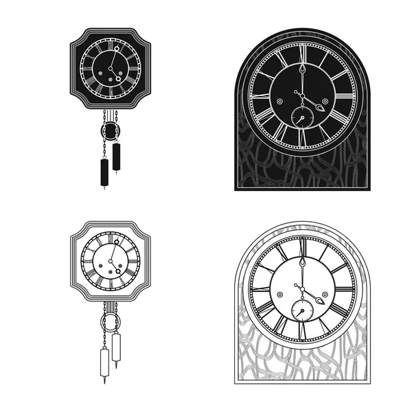 Design vettoriale dell'orologio e del logo temporale. Set di orologio e cerchio stock vettoriale illustrazione . — Vettoriale Stock