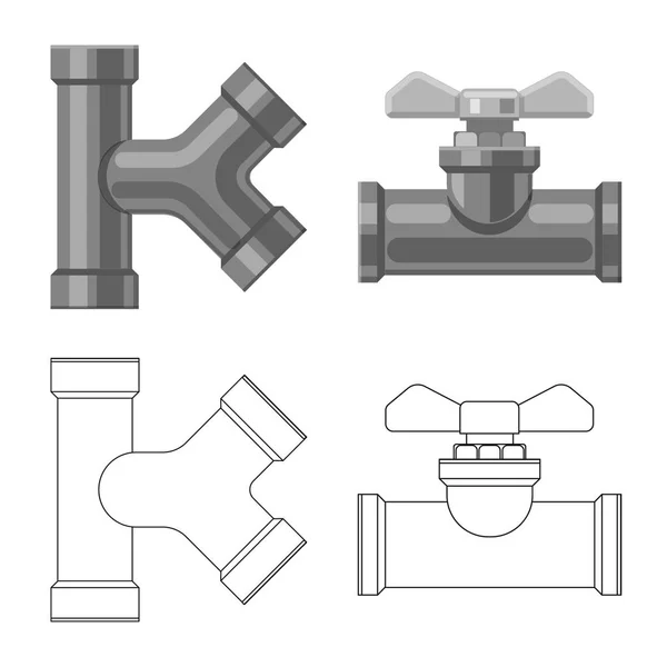 Illustrazione vettoriale del logo di tubo e tubo. Set di icone vettoriali pipe e pipeline per stock . — Vettoriale Stock